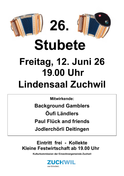 Stubete im Lindensaal mit Background Gamblers  / Öufi Ländlers  / Paul Flück and friends  / Jodlerchörli Deitingen